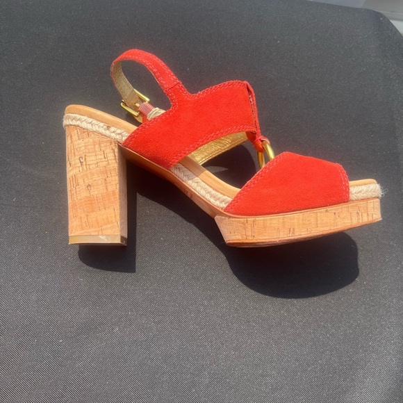 Coach Valeann Womens Tulip Platform Suede Sandal - Burnt Orange size 9 - Picture 6 of 10